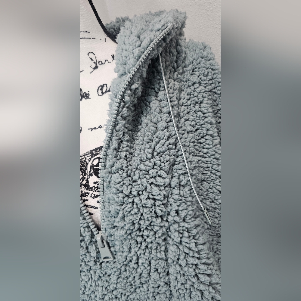 Cabin Fever By Ramatex Women's XL Sage Green Sherpa Pullover Hoodie Outdoor Cozy - Picture 2 of 14